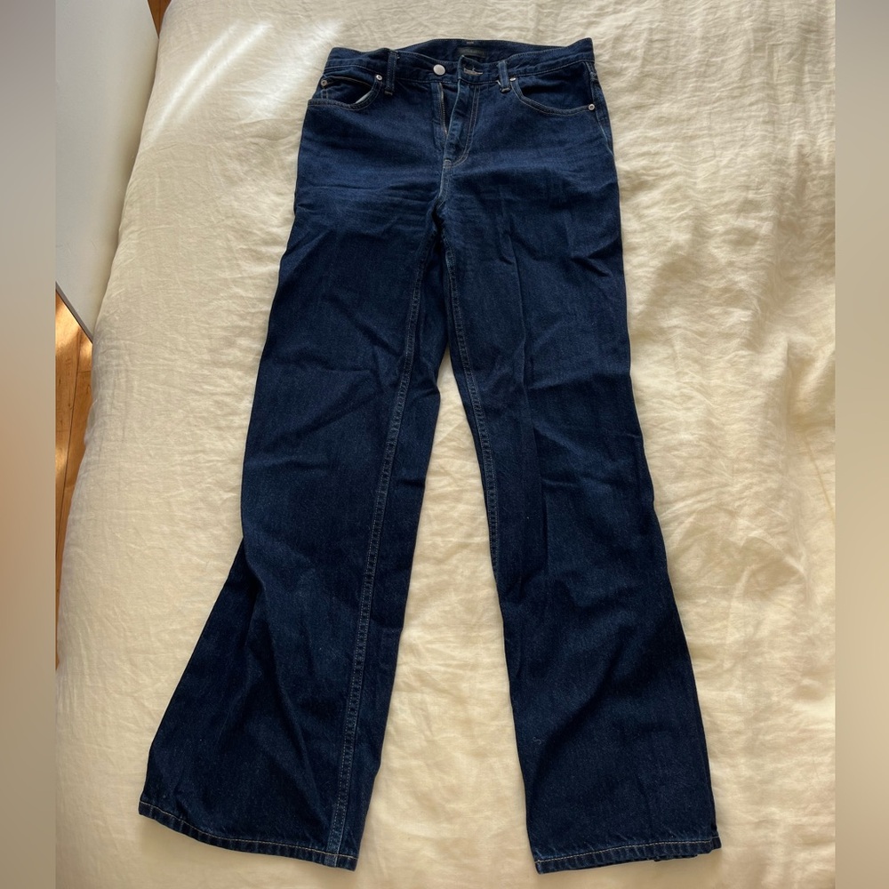 Uniqlo low rise baggy dark wash jeans 25” waist 31” inseam